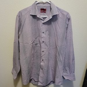 Alfani Men's Fitted Performance Collared Easy Care Buttonup Dress Shirt size L